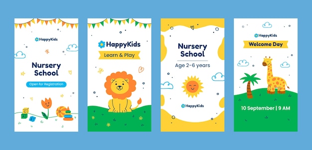 Flat nursery school instagram stories collection