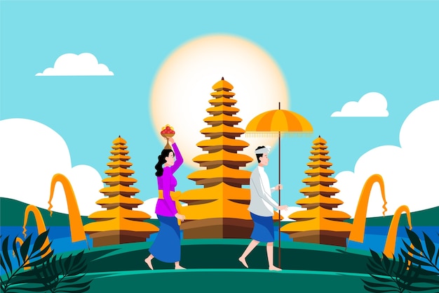 Vector flat nyepi illustration