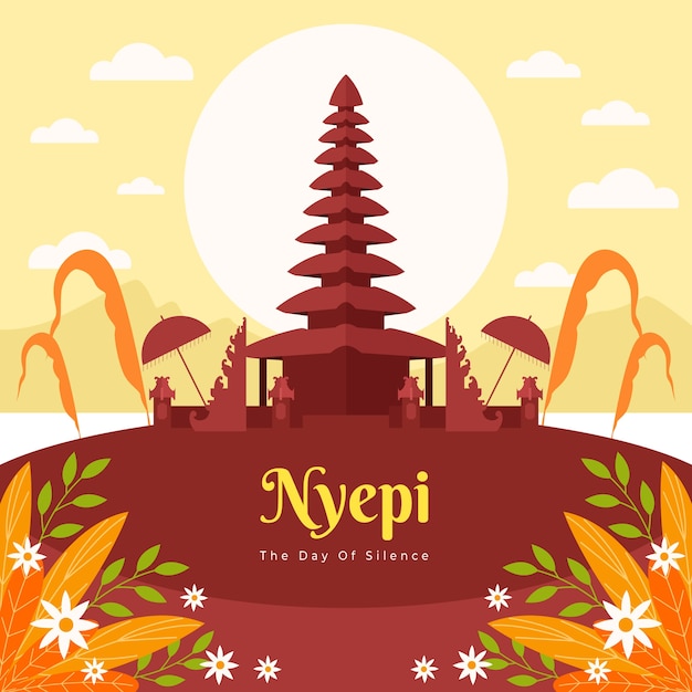 Vettore illustrazione di nyepi piatta