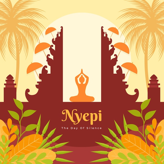 Vector flat nyepi illustration