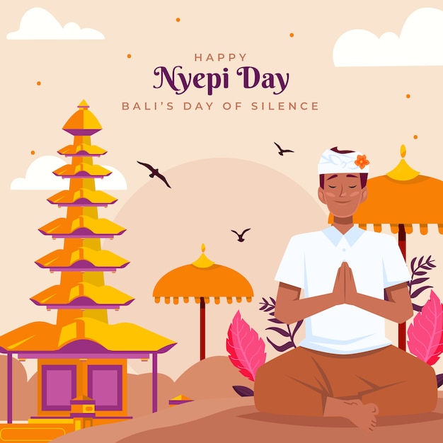 Vector flat nyepi illustration