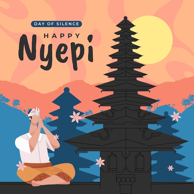 Flat nyepi illustration