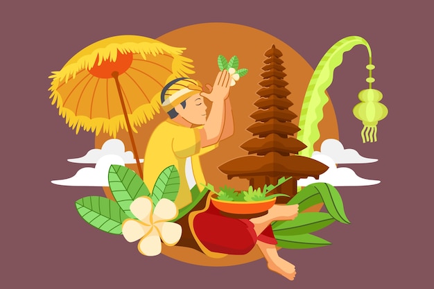 Vettore illustrazione di nyepi piatta