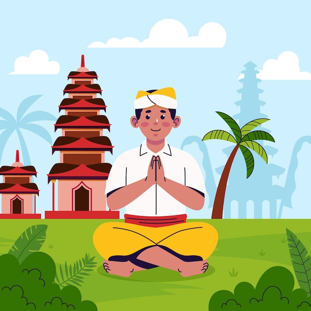 Vector flat nyepi illustration