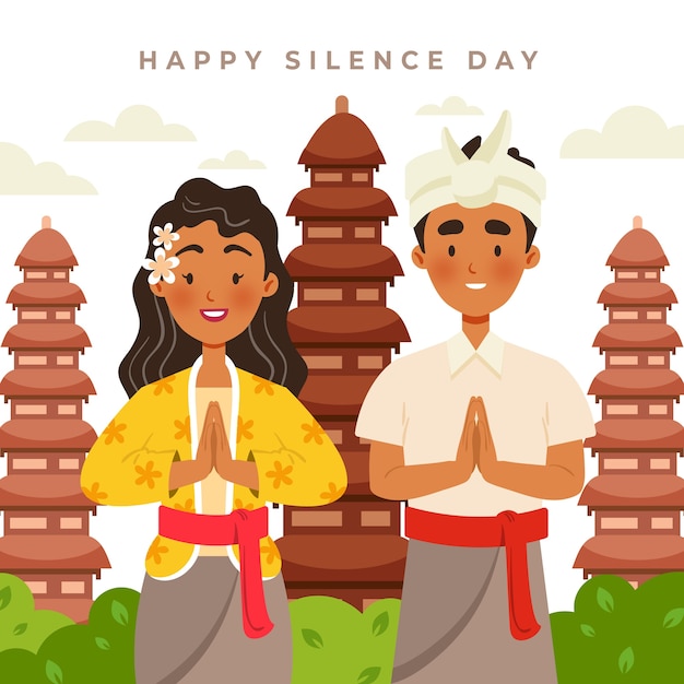 Flat nyepi illustration