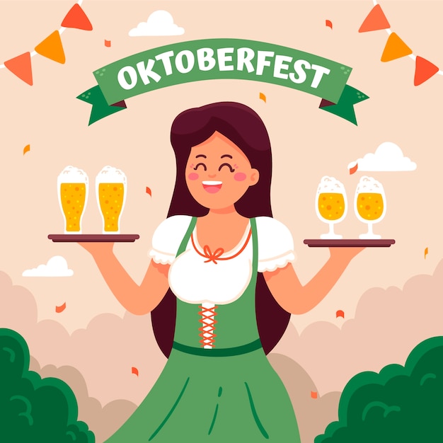 Vettore illustrazione piatta della celebrazione dell'oktoberfest