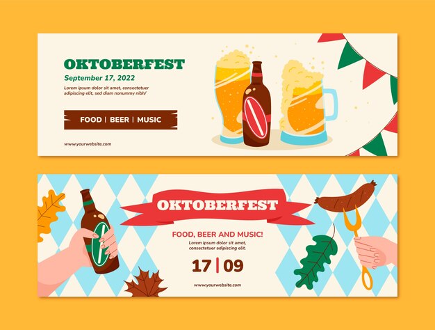 Flat oktoberfest horizontal banner template