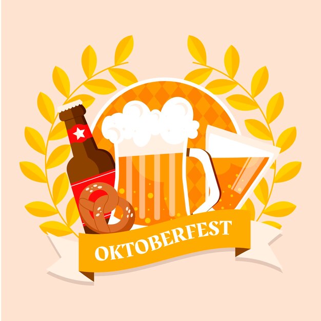 Vettore illustrazione piatta dell'oktoberfest