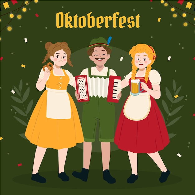 Vettore illustrazione piatta dell'oktoberfest