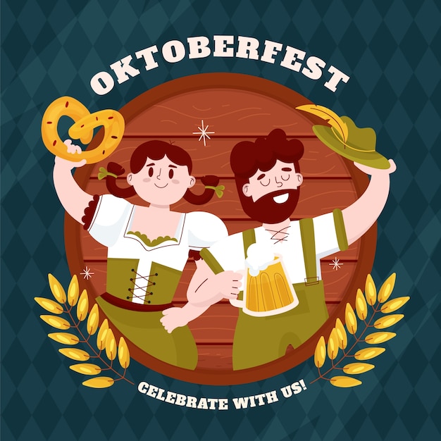 Vettore illustrazione piatta dell'oktoberfest