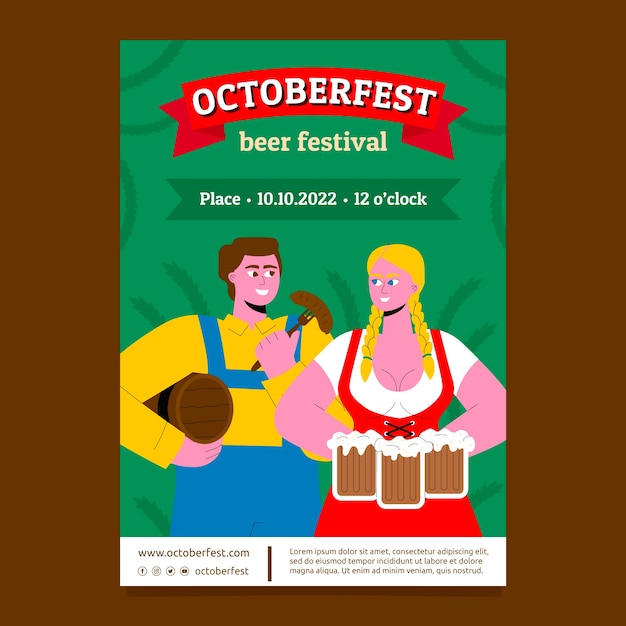 Modello di poster verticale piatto oktoberfest