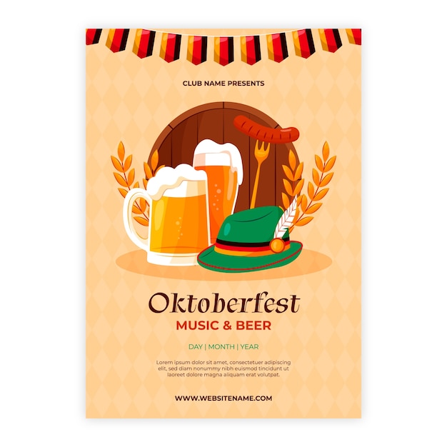 Vettore modello di poster verticale piatto oktoberfest