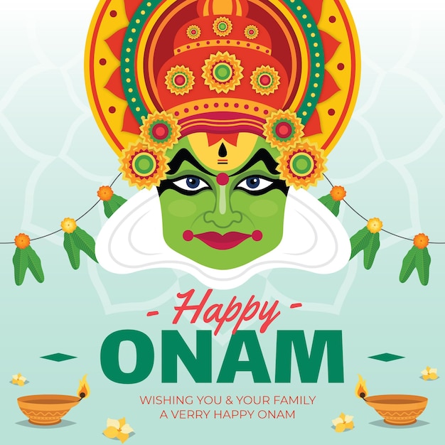 Flat onam achtergrond concept