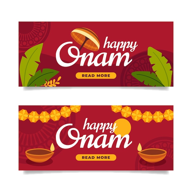 Flat onam banners set