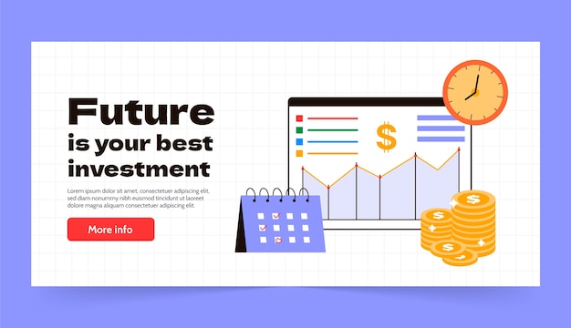 Vector flat online investment horizontal banner template