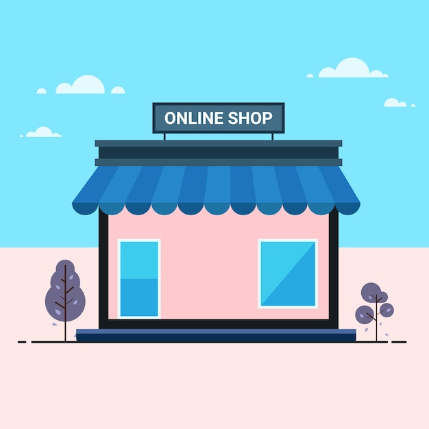 Flat Online Shop Illustration