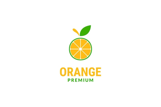 Идея дизайна логотипа с плоским апельсином