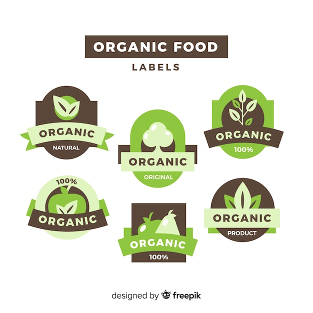 Vector flat organic food label collection