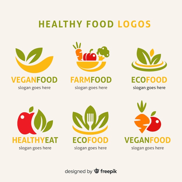 Набор плоских органических продуктов питания
