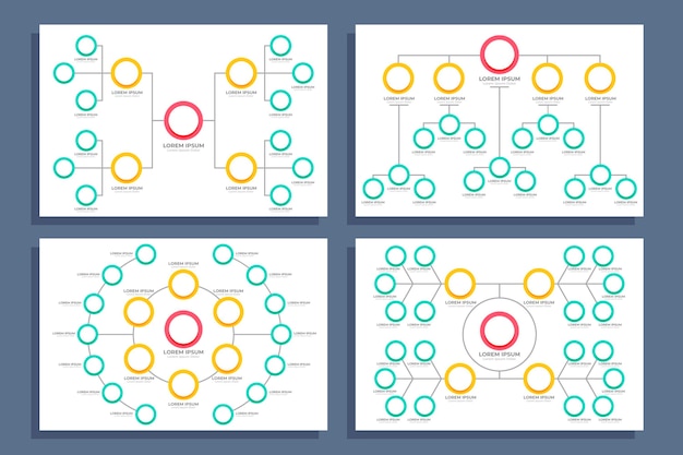 Vector flat organizational chart infographic