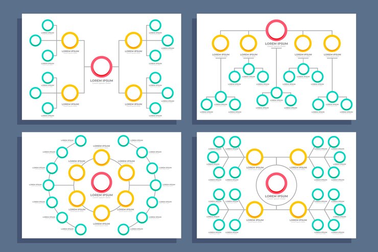 Vector flat organizational chart infographic