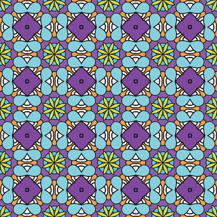 Vector flat ornamental seamless arabic pattern set