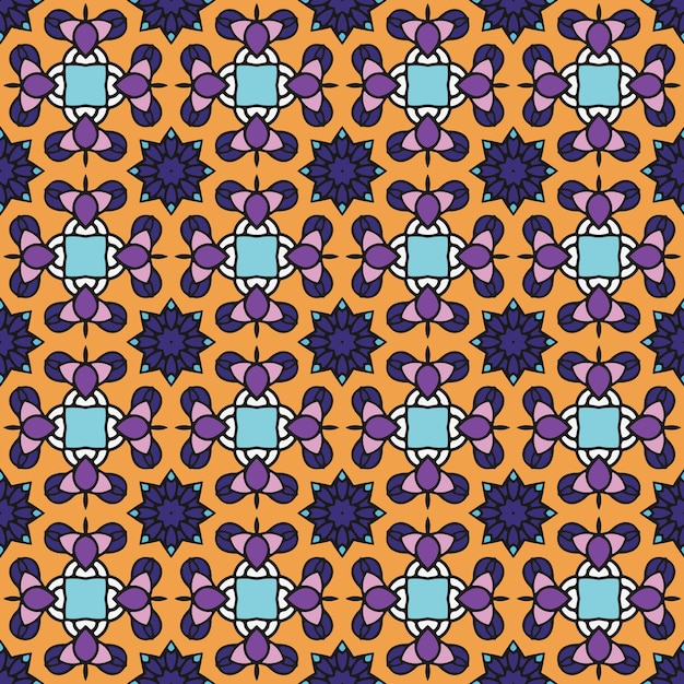 Flat ornamental seamless arabic pattern set