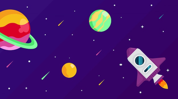 Flat outer space background illustration