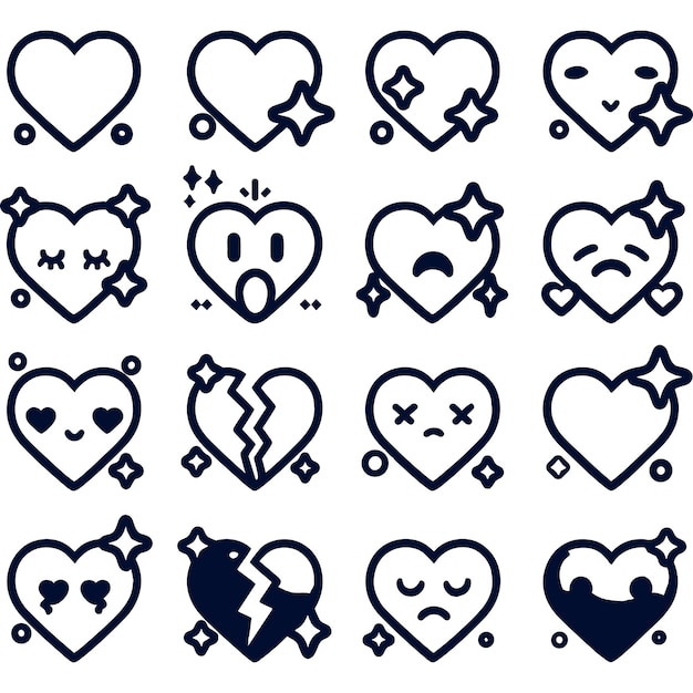 Vector flat outline love ions collections illustration isolated