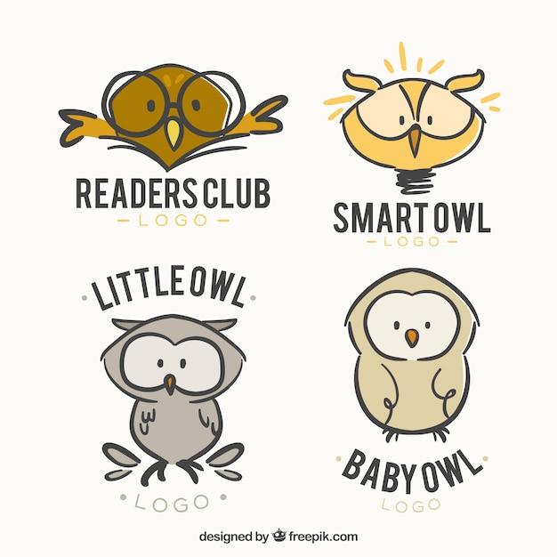 Flat owl logo collection