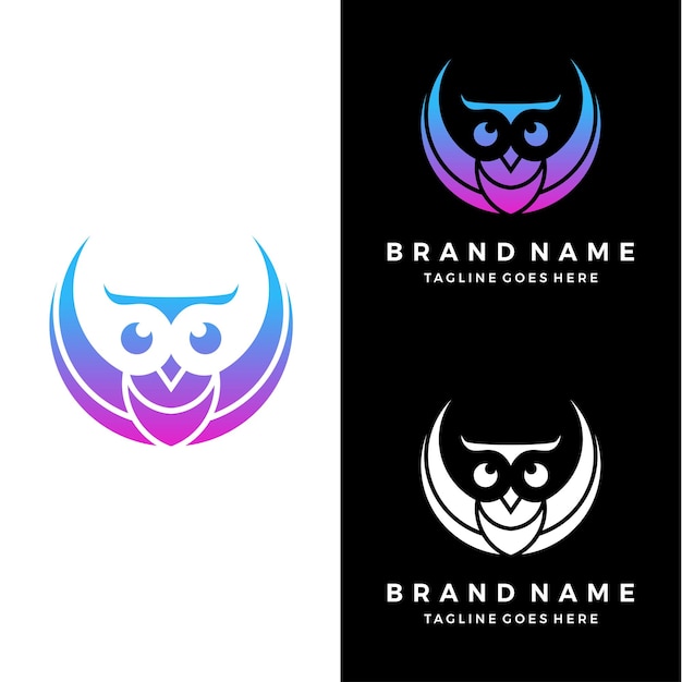 Vector flat owl logo design vector