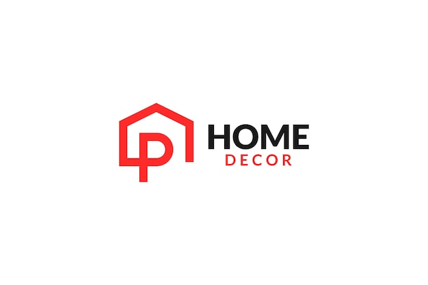 Flat p letter house logo design vector illustration