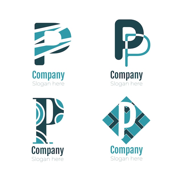 Flat p logo templates-collectie