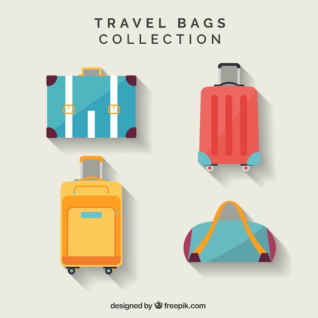 Vettore flat pack di borse da viaggio
