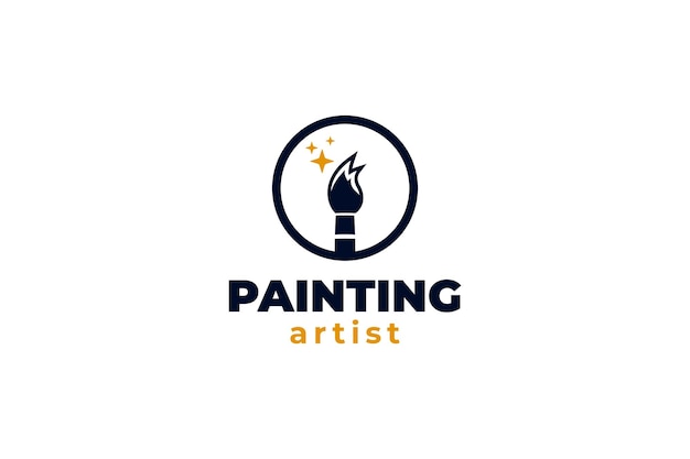 Flat paint brush logo for creative painter artist design vector ilustration