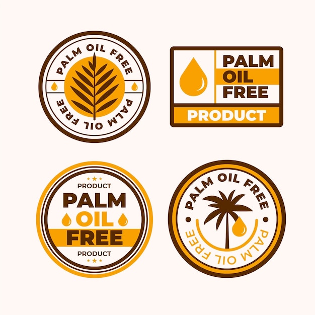 Flat palm oil badges set