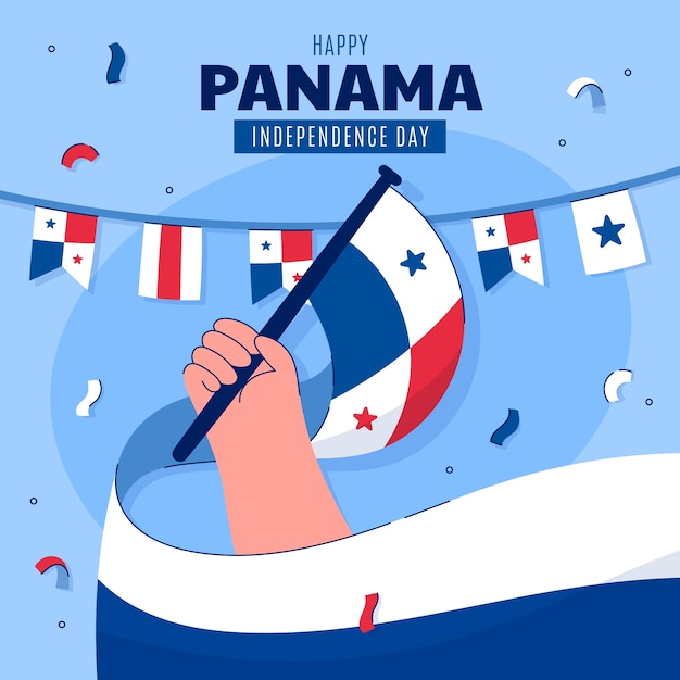 Flat panama independence day illustration