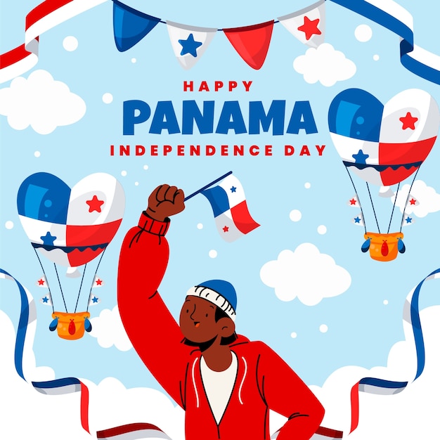 Flat panama independence day illustration