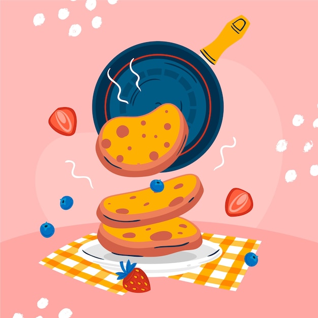 Vettore illustrazione del giorno del pancake piatto