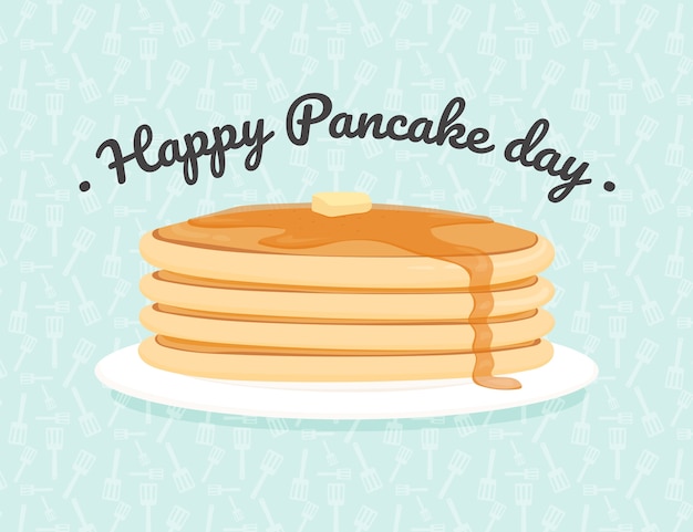 Vettore illustrazione del giorno del pancake piatto