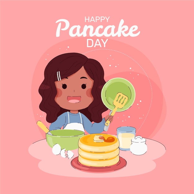 Illustrazione del giorno del pancake piatto