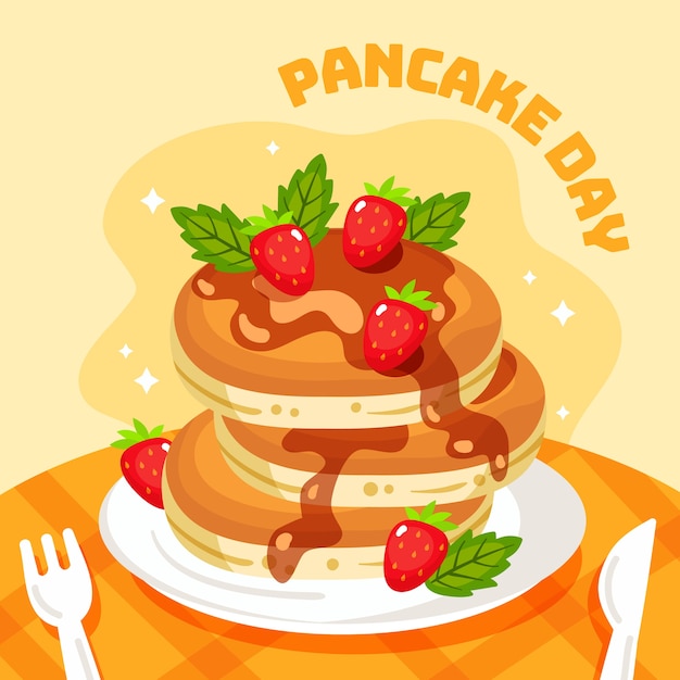 Flat pancake day illustration