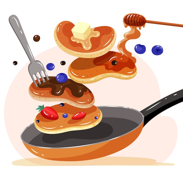 Vettore illustrazione del giorno del pancake piatto