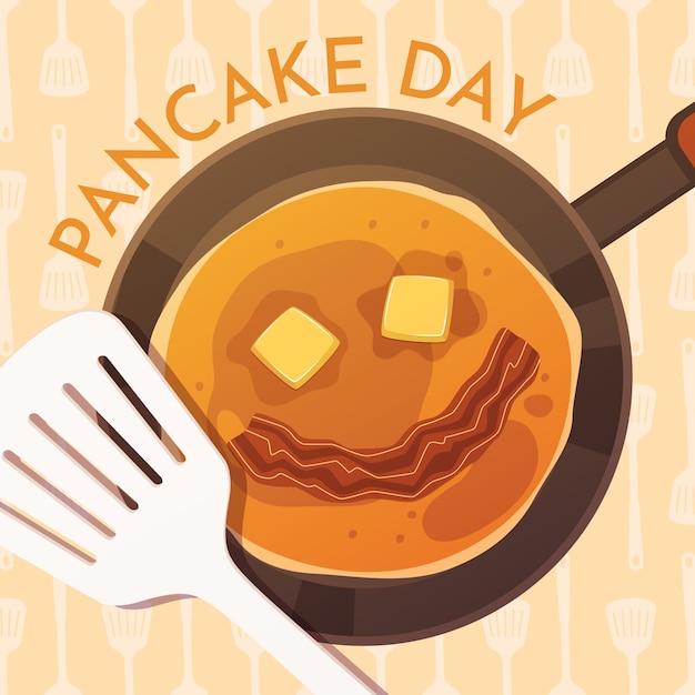 Flat pancake day illustration