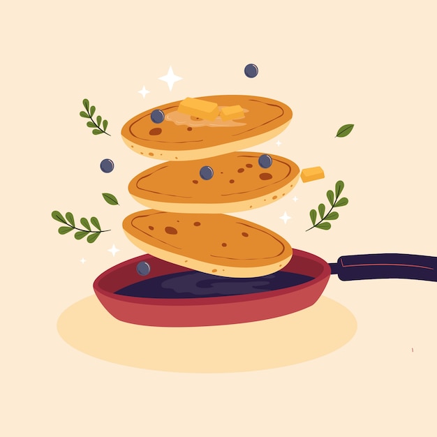 Vettore illustrazione del giorno del pancake piatto