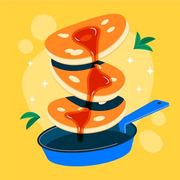 Vettore illustrazione del giorno del pancake piatto