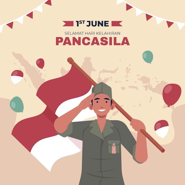 플랫 pancasila 하루 그림