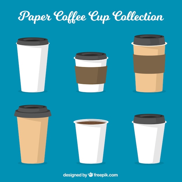 Flat paper coffee cup