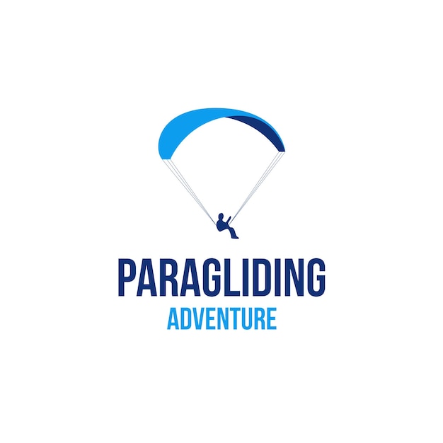 Flat Paragliding Logo Design Concept Vector Illustratie Symboolpictogram