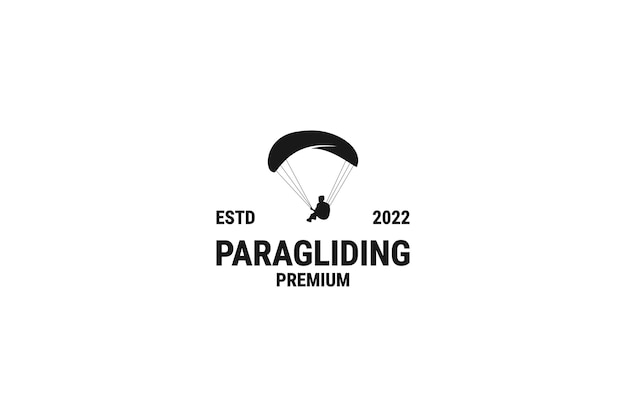 Flat paragliding logo design template illustration